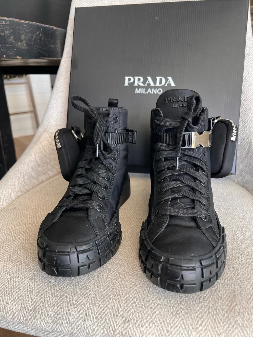 PRADA | Wheel Re-Nylon High-Top Sneakers